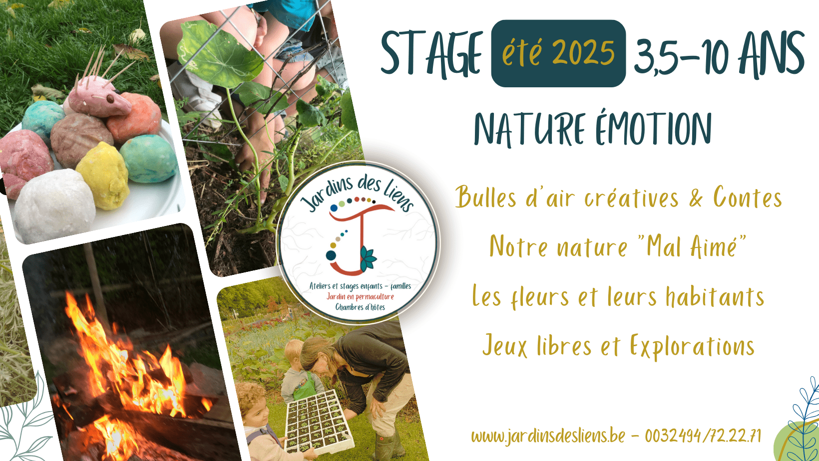 Stage été 2025 Enfant Nature Emotion TOurnai Leuze Frasnes Péruwelz Ath