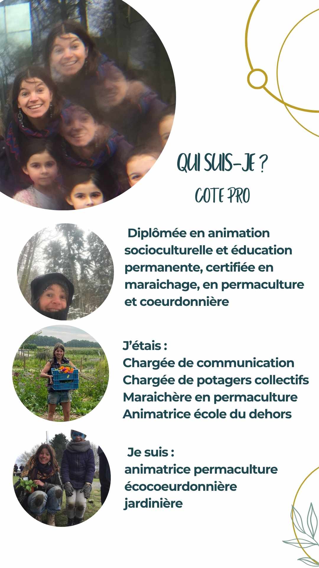 Qui suis-je jardins des liens animatrice nature permaculture coeurdonnière écocoeurdonnière émotion potager enfant