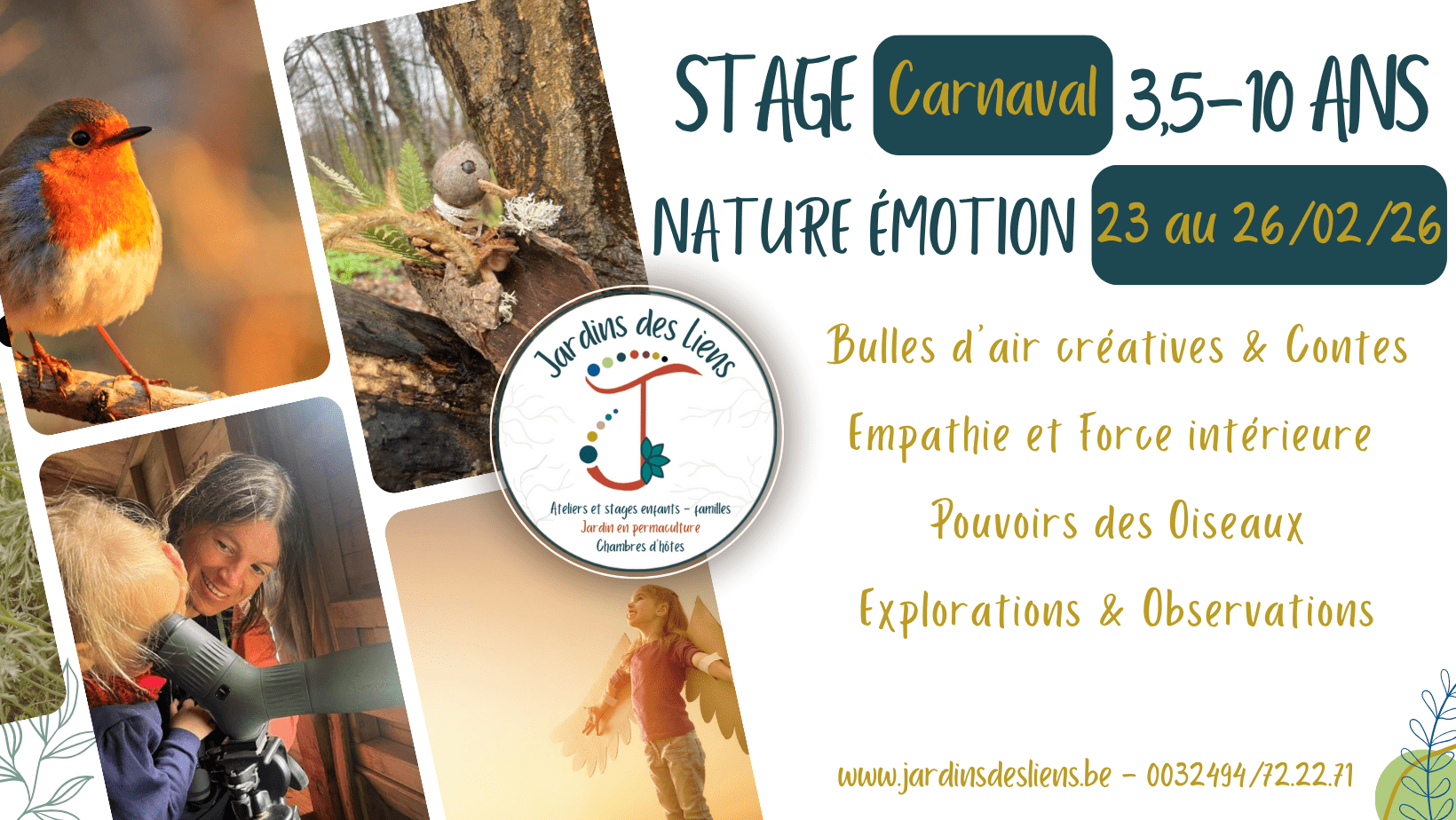 Stage carnaval nature émotion enfant tournai ath leuze frasnes péruwelz