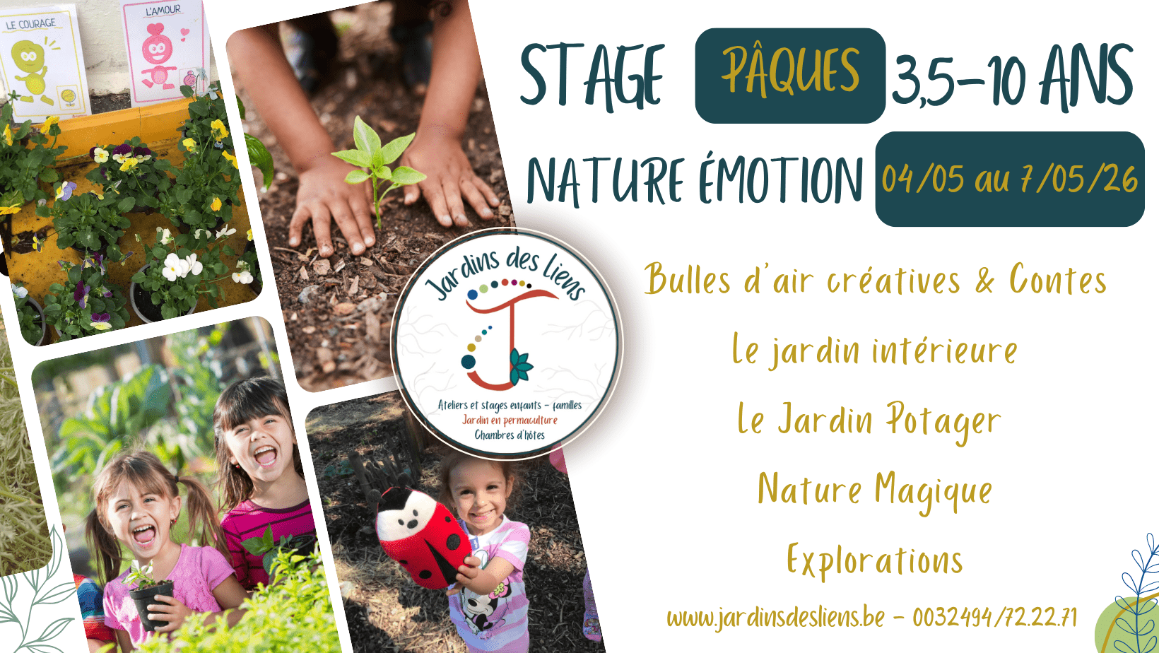 Stage Nature émotion Enfants 3 ans, 4 ans, 5 ans, 6 ans, 7 ans, 8 ans, 9 ans, 10 ans